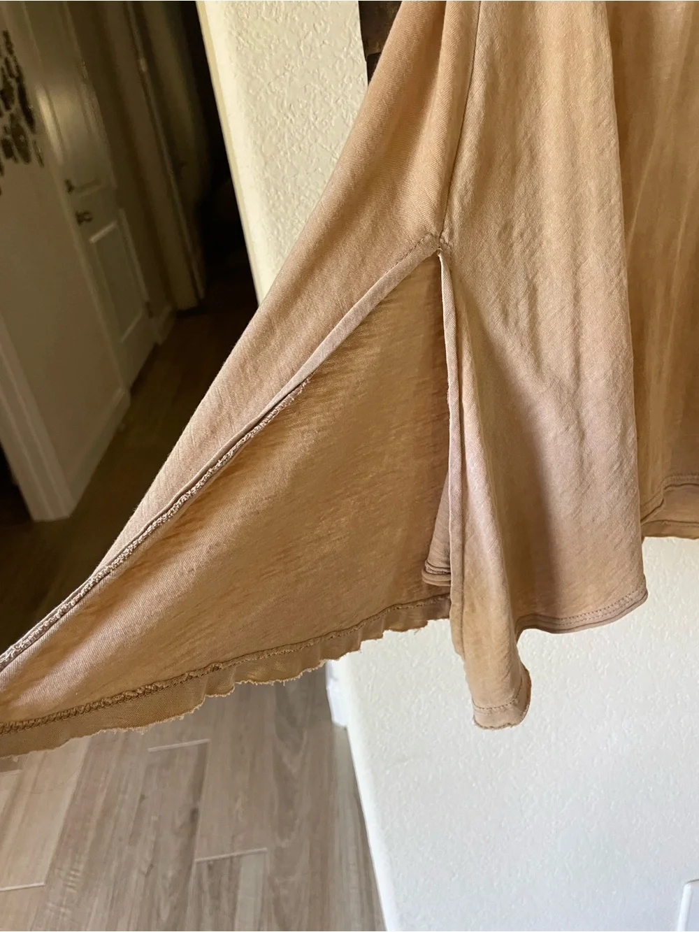 Free People Beige Short Sleeve Scoop Neck Tunic